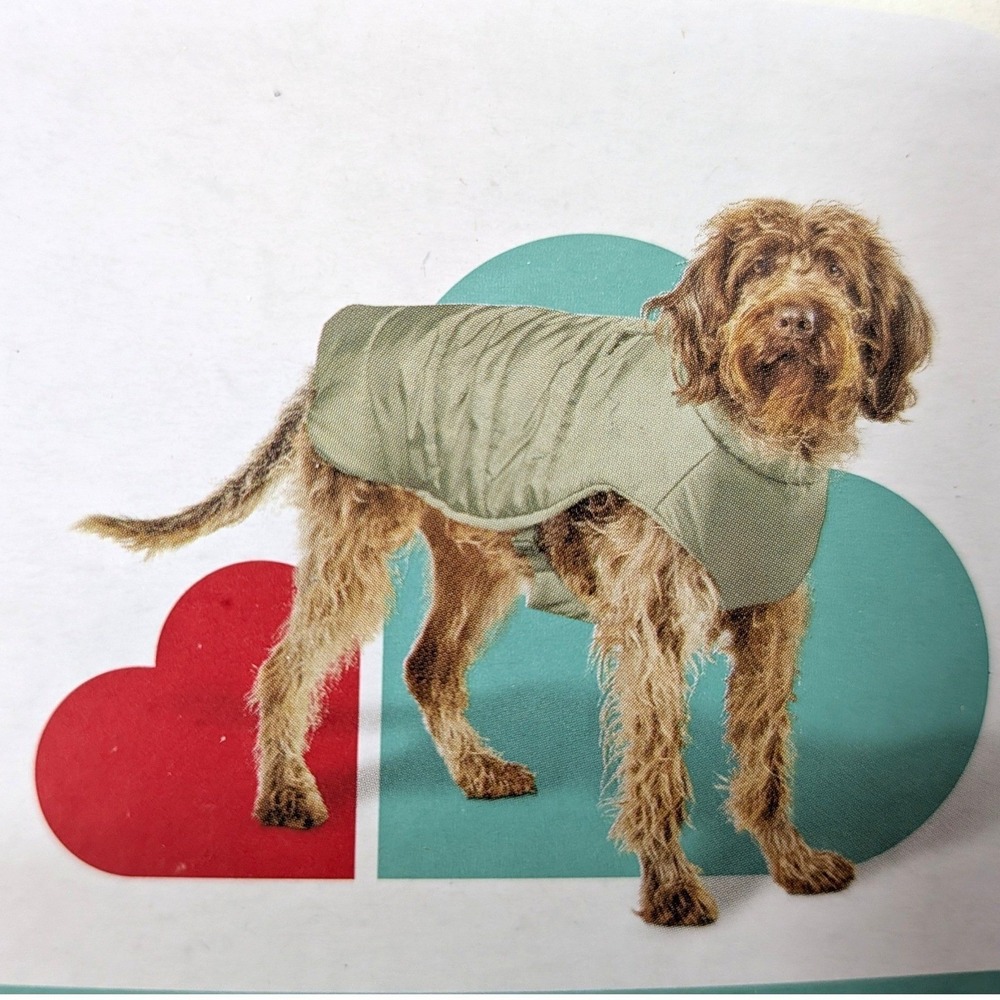Boots & Barkley Medium Dog Puffer Jacket Sage Green Fleece Lined‎ Quilted Coat